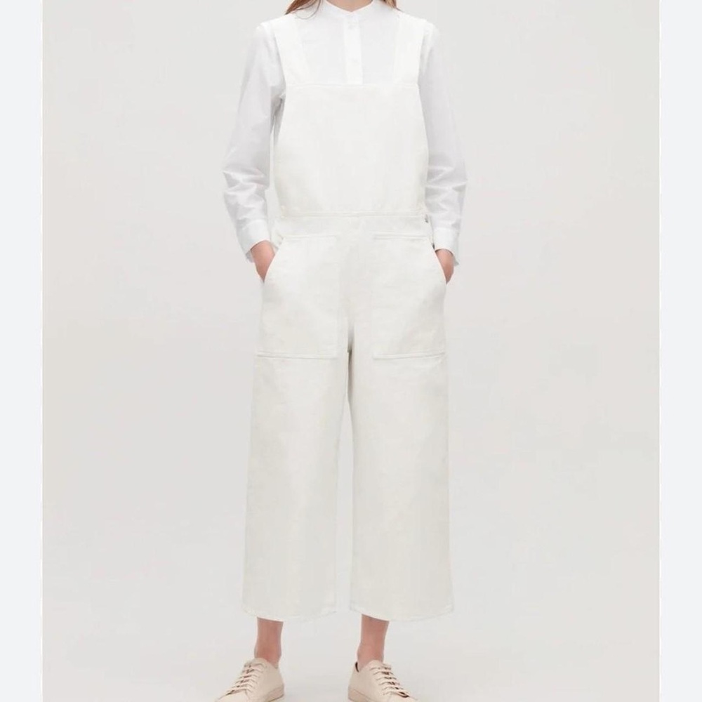 COS White Overalls Cropped Wide Leg